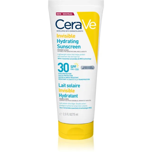 CeraVe Invisible Hydrating Sunscreen SPF 30 Päevituspiim näole ja kehale SPF 30 75 ml