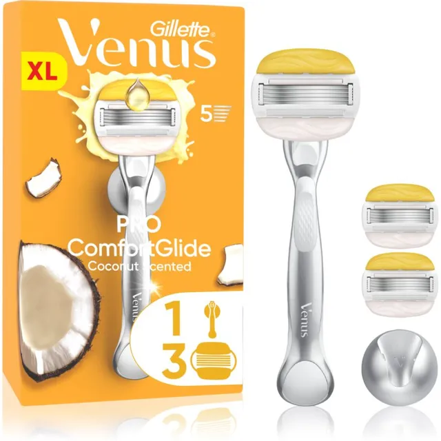 Gillette Venus PRO ComfortGlide Coconut Raseerija naistele dušihoidikuga + varuterad 3 tk