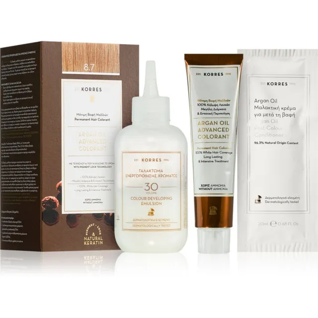 Korres Argan Oil Püsijuuksevärv argaaniaõliga varjund 8.7. Toffee 50 ml