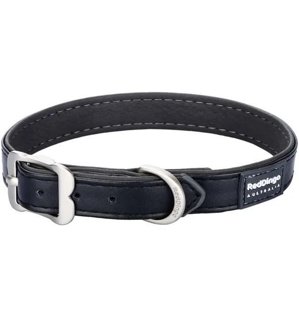 Kaelarihm koerale, nahast pehme polsterdusega Elegant Black (Red Dingo)