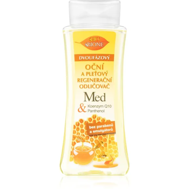 Bione Cosmetics Honey + Q10 Kahefaasiline meigieemaldaja näole ja silmadele 255 ml