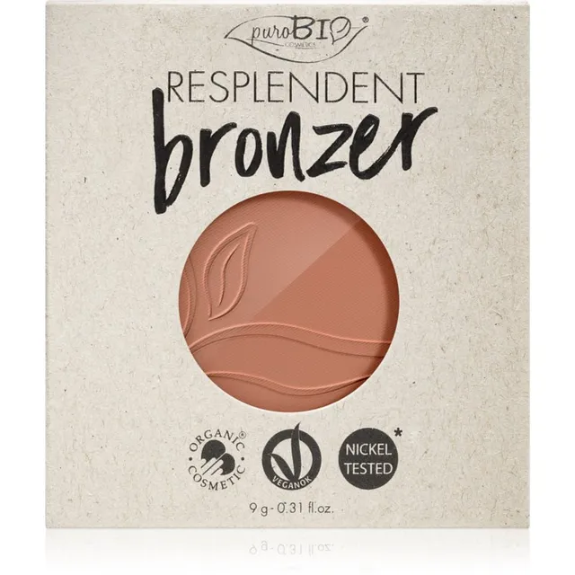 puroBIO Cosmetics Resplendent Päikesepuuder täitepakend varjund 03 Beige Brown 9 g