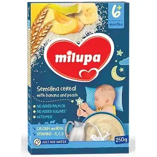 MILUPA Mannapuder banaanide ja virsikutega, 6k+, 250g