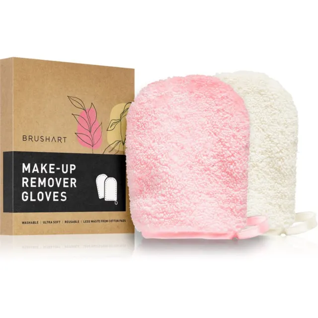 BrushArt Home Salon Make-up remover gloves Meigieemalduskinnas PINK, CREAM 2 tk
