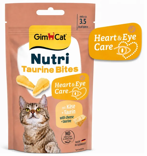 Nutri Taurine Bites juustu ja tauriiniga maiused kassile südame ja silmade tervise toetamiseks (GimCat )