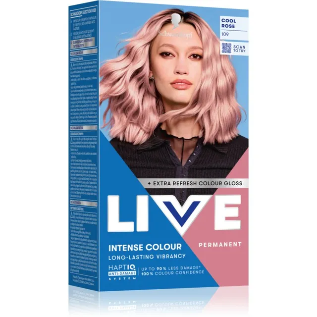 Schwarzkopf LIVE Intense Colour Püsijuuksevärv varjund 109 Cool Rose 1 tk
