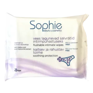 Intiimpuhastuse salvrätid, vees lagunevad, SOPHIE, 20 tk