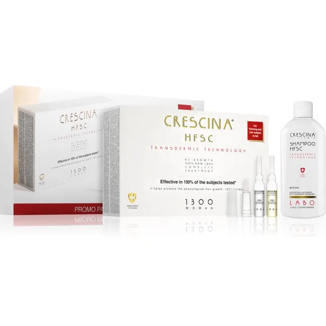Crescina Transdermic 1300 Re-Growth and Anti-Hair Loss Juuste kasvu turgutav hooldus juuste väljalangemise vastu naistele Säästupakk