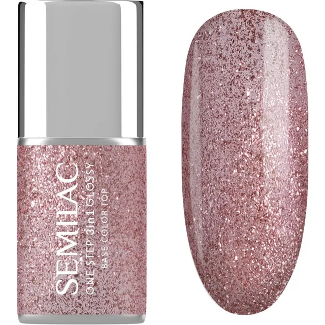 Semilac One Step 3in1 Glossy Geelküünelakk varjund 250 Glitter Pink 7 ml