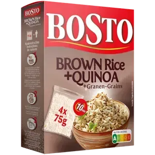 Bosto pruun riis, kinoa ja teravili 4 x 75 g