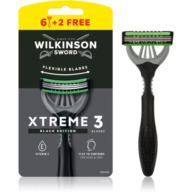 Wilkinson Sword Xtreme 3 Black Edition Ühekordsed raseerijad meestele 8 tk