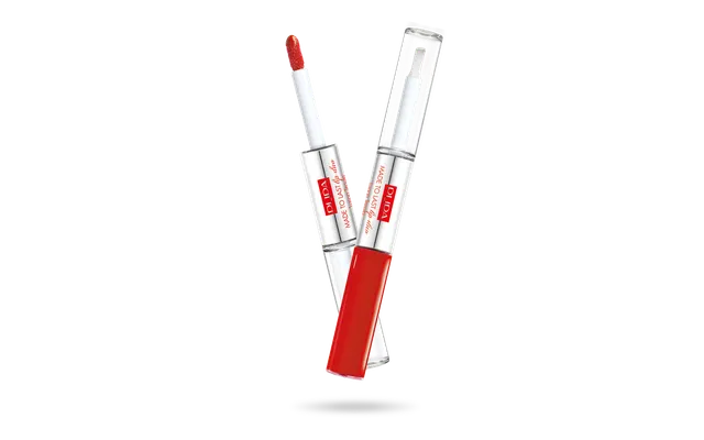 PUPA Milano Made to Last Lip Duo Kauapüsiv vedel huulepulk sära andev varjund 018 - Imperial Red 2x4 ml