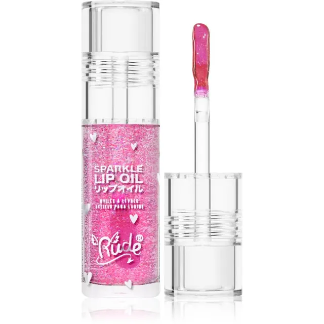 Rude Cosmetics Manga Collection Sparkle Lip Oil Toonitud huuleõli niisutava toimega varjund Strawberry 4 g