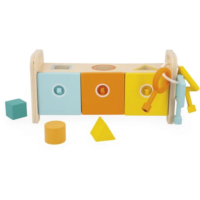 Janod Shape Sorter Box with Keys aktiveeriv sorteerimismänguasi 18m+ 1 tk