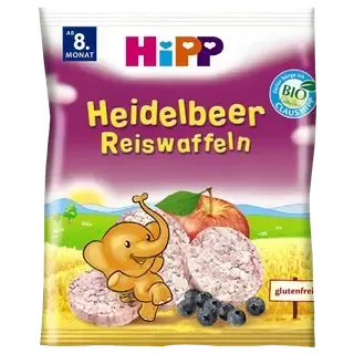 Riisivahvlid mustikaga 8+ öko, HIPP, 30 g