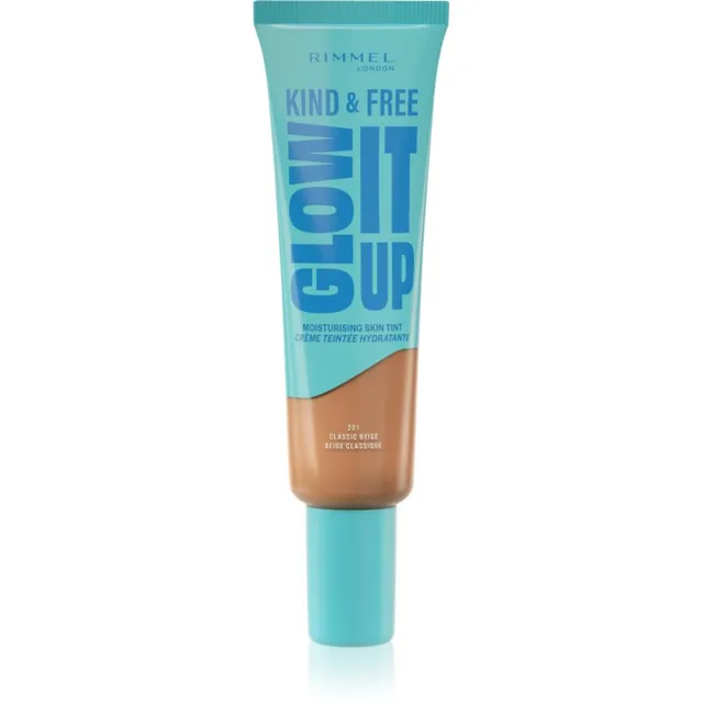 Rimmel Kind & Free Glow It Up Kerge tooniv niisutaja varjund 201 Classic Beige 30 ml