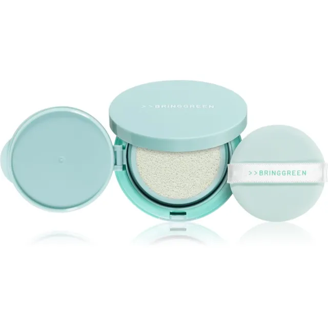 BRINGGREEN Tea Tree Cica Tone Up Sun Cushion Kerge kaitsev vedelik aplikaatoriga SPF 50+ 15 g