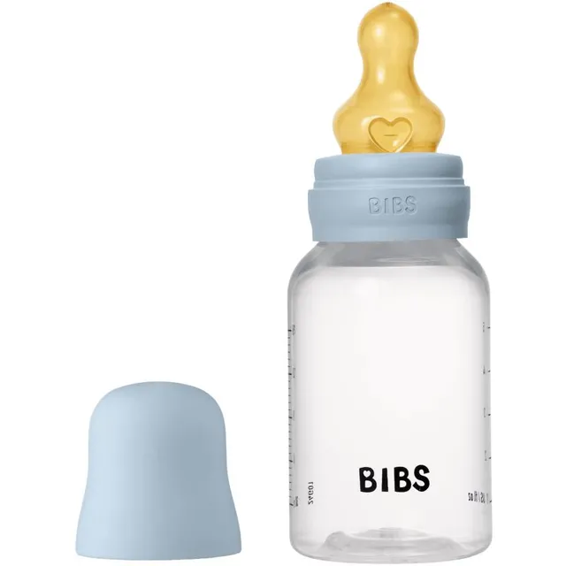 BIBS Anti-Colic Baby Bottle Latex koolikuid ennetav pudel kautšukist lutiga Baby Blue 1 tk
