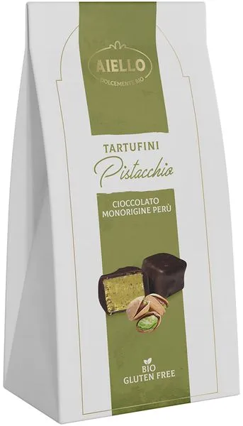 Tumeda šokolaadi trühvlid pistaatsiapähklitega, ökoloogiline