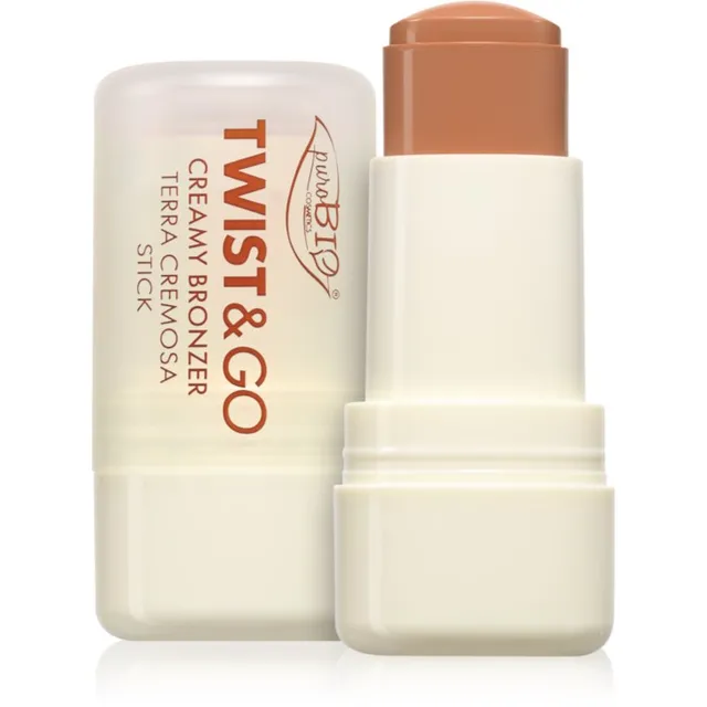 puroBIO Cosmetics Twist&Go Päikesekreempuuder pulgakujuline 02 Biscuit 5 g
