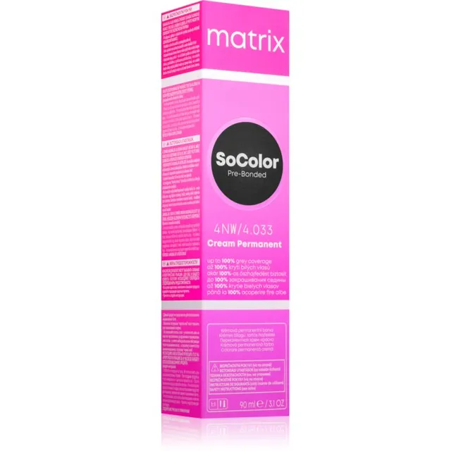 Matrix SoColor Pre-Bonded Püsijuuksevärv hallide karvade katmiseks varjund 4NW 90 ml