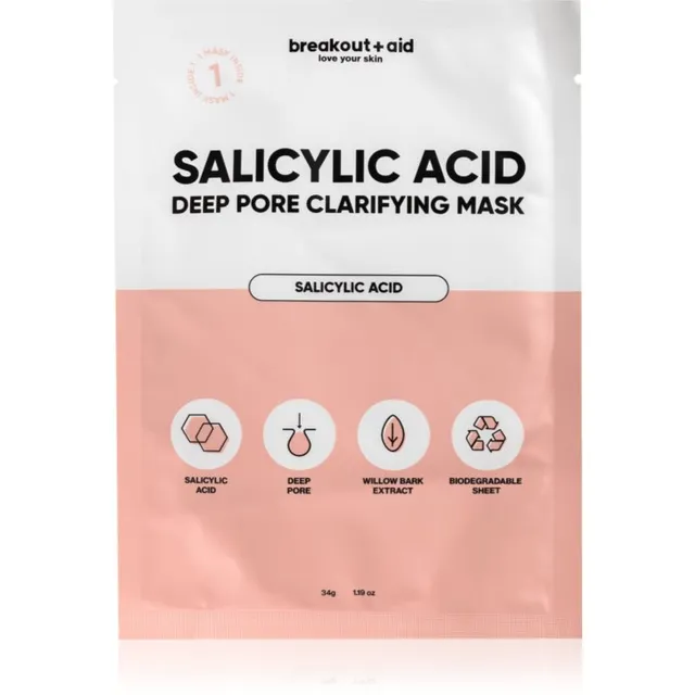 breakout + aid Salicylic Acid Deep Pore Clarifying Mask Lehtmask salitsüülhappega 34 g