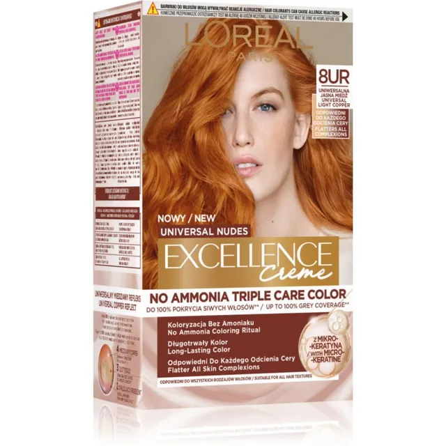 L’Oréal Paris Excellence Universal Nudes Püsijuuksevärv varjund 8UR Universal Light Copper 1 tk