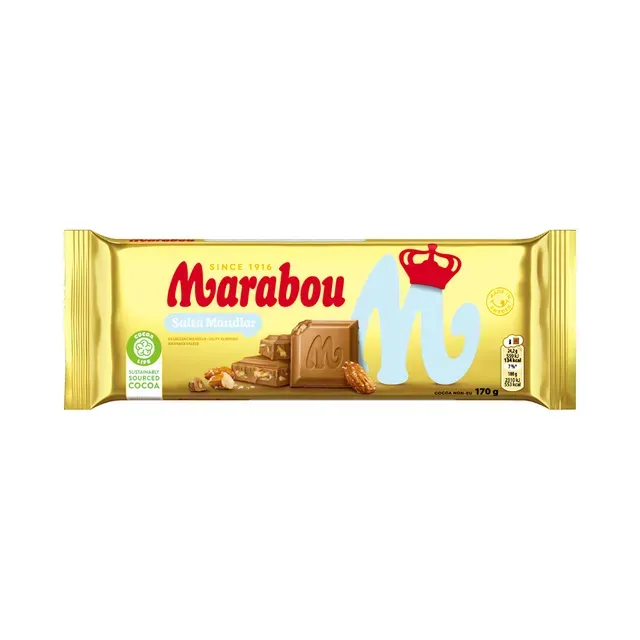 Piimašokolaad  soolamandliga, MARABOU, 170g