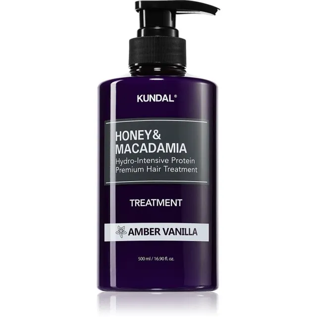 KUNDAL Honey & Macadamia Amber Vanilla Intensiivselt niisutav hooldus kahjustatud juustele 500 ml