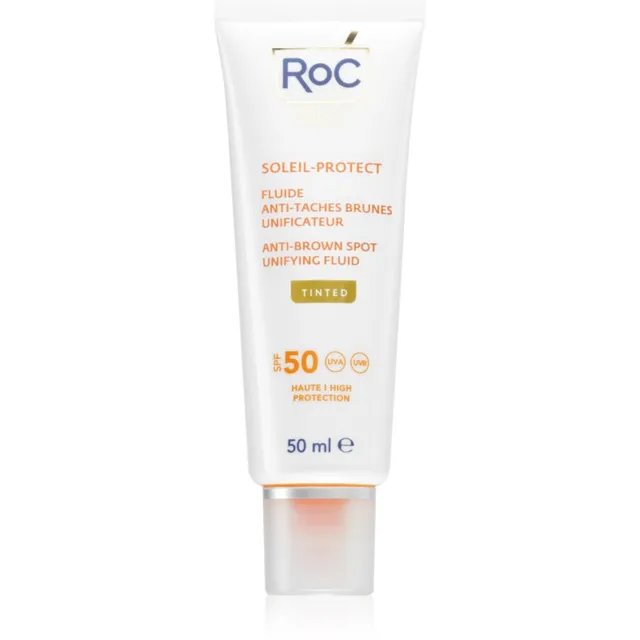 RoC Soleil Protexion+ Anti Brown Spots Unifying Fluid Tinted Täiustav toonitud vedelik SPF 50 C-vitamiiniga 50 ml