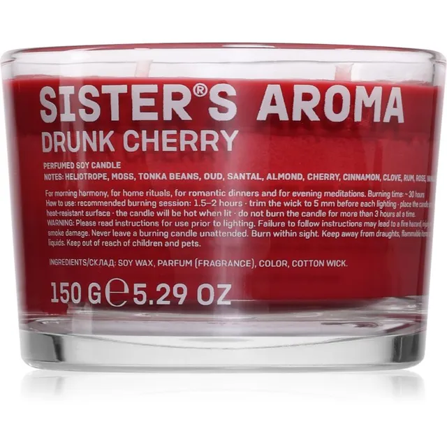 Sister's Aroma Drunk Cherry lõhnaküünal 150 g