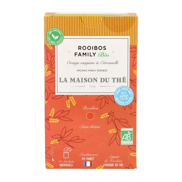 Rooibose tee sidrunheina ja apelsinikoorega ROOIBOS FAMILY, 15 teekotti.