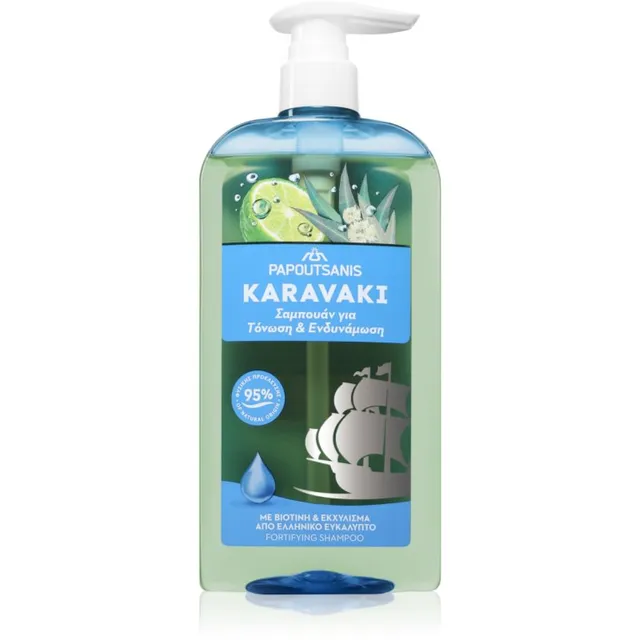 PAPOUTSANIS Karavaki Tonic & Strength Šampoon juustele 600 ml