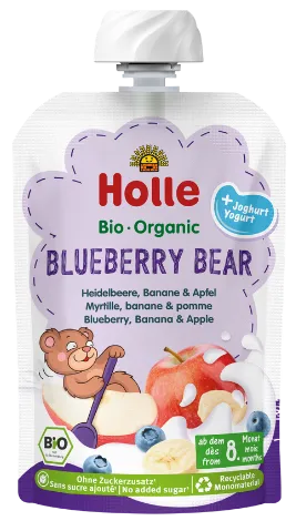 Mustika-, banaani- ja õunapüree jogurtiga BLUEBERRY BEAR, ökoloogiline