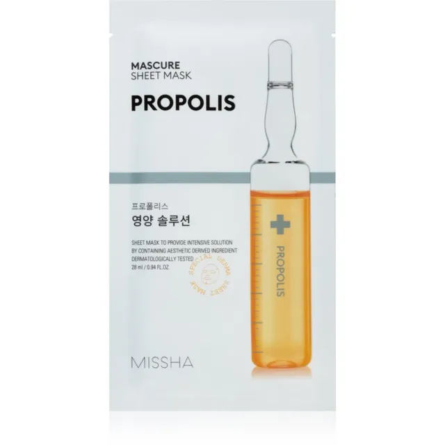 Missha Mascure Propolis Toitevnäo lehtmask tundlikule ja ärritunud nahale 28 ml