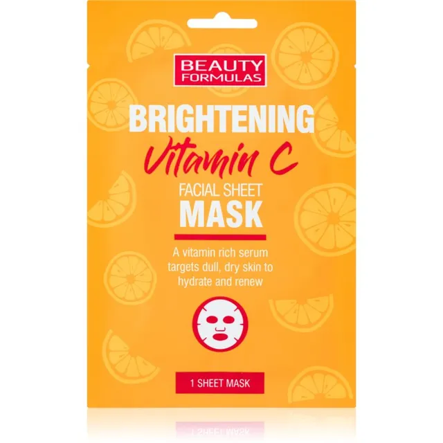 Beauty Formulas Vitamin C Kirgastav näo lehtmask C-vitamiiniga 1 tk