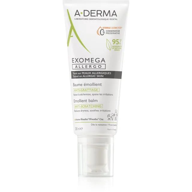 A-Derma Exomega Control Allergo Tugevdav niisutuskreem tundliku ja atoopilise naha kaitsebarjääri jaoks 200 ml