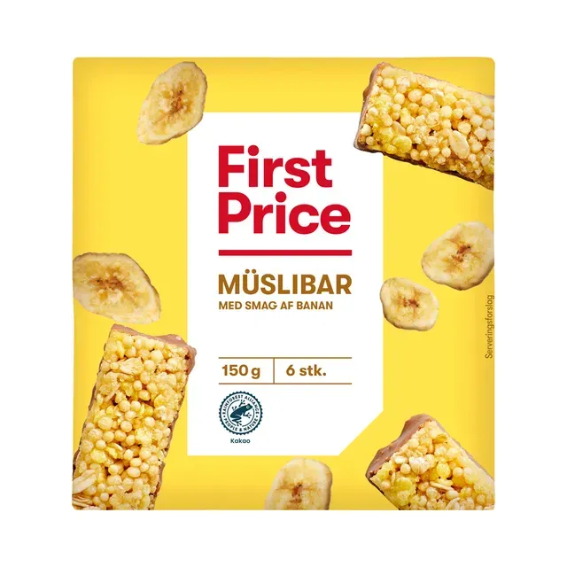 Müslibatoon šokolaadi ja banaaniga, FIRST PRICE, 150 g