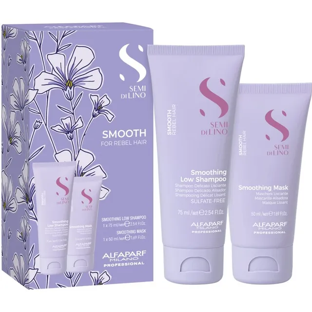 Alfaparf Milano Semi di Lino Smooth Minisize Kit Reisikomplekt ohjeldamatutele ja käharatele juustele