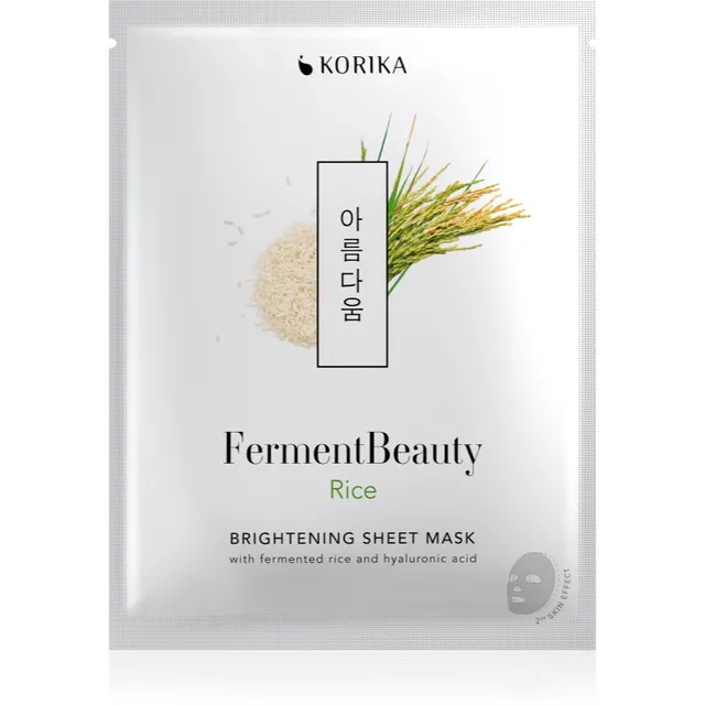 KORIKA FermentBeauty Brightening Face Sheet Mask with Fermented Rice and Hyaluronic Acid Kirgastav näo lehtmask fermenteeritud riisi ja hüaluroonhappe