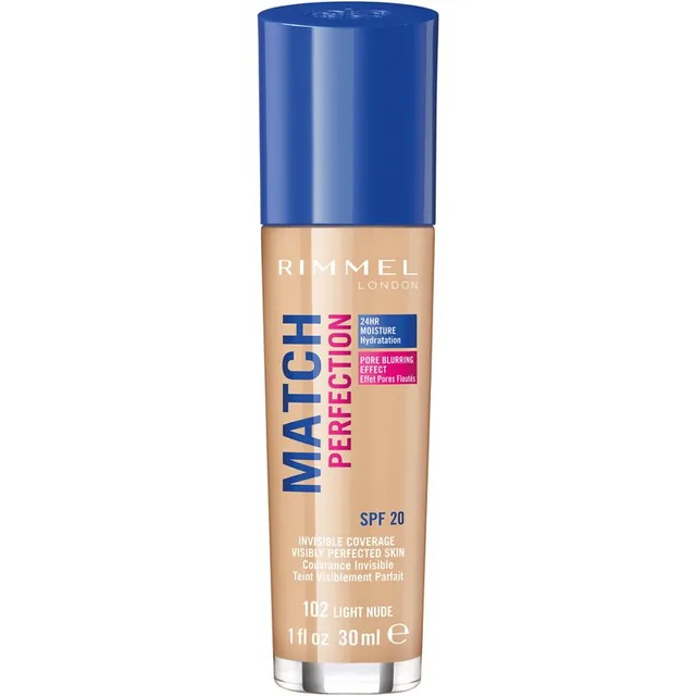 Rimmel Match Perfection Vedel jumestuskreem SPF 20 varjund 102 Light Nude 30 ml