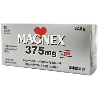 Toidulisand Magnex 375mg+B6, LOODUSTOODE, 62,8 g