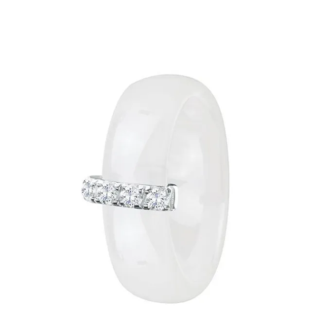 DONDELLA Ceramic Stripe White Ring (6mm) 16