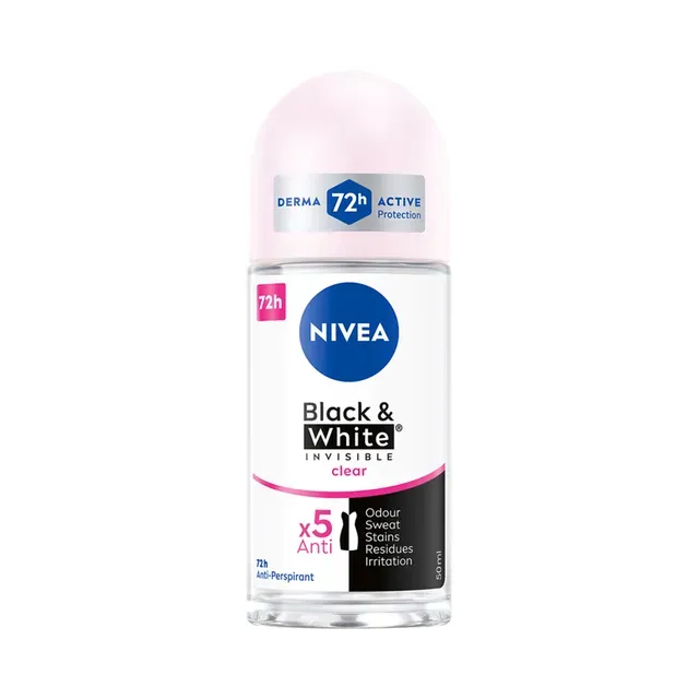 Rulldeodorant Clear Black&White, NIVEA, 50 ml