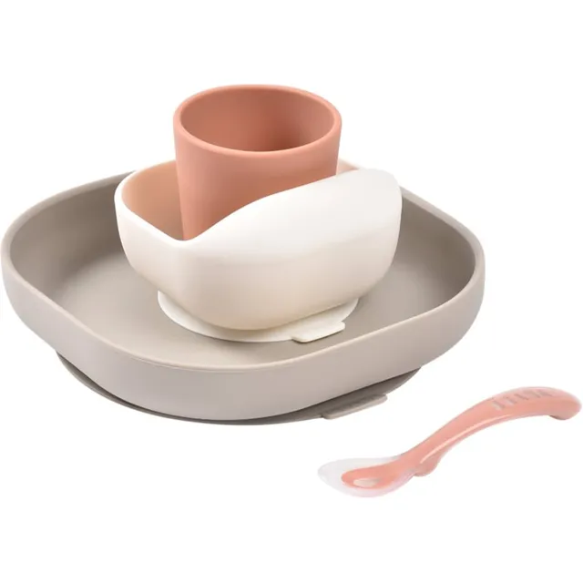 Beaba 4-Piece Silicone Dinner Set söögiriistade komplekt Terracotta / Gazelle 4m+ 4 tk