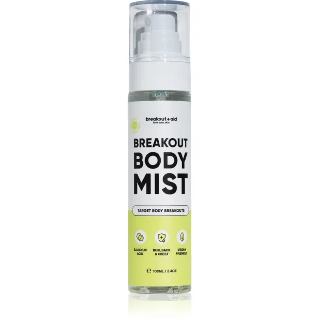 breakout + aid Body Mist niatsiinamiidi ja salitsüülhappega kehasprei akne hoolduseks 100 ml