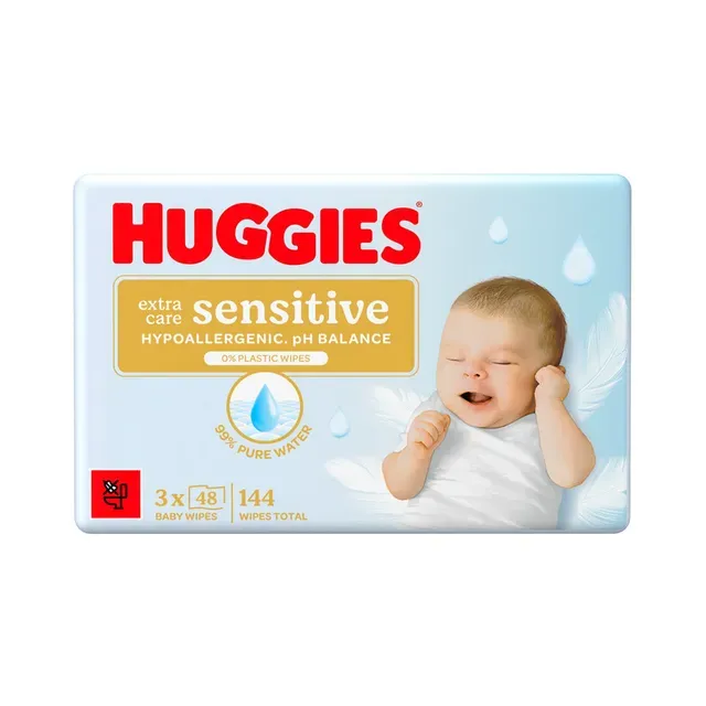 Niisked salvrätikud Extra Care Sensitive 3x48tk, HUGGIES, 144 tk
