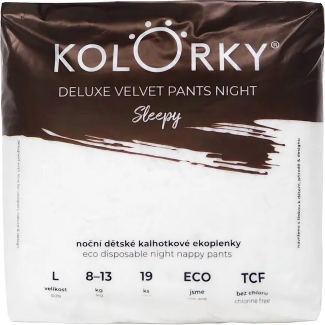 Kolorky Deluxe Velvet Pants Night Sleepy ühekordselt kasutatavad püksmähkmed öö L 8-13 kg 19 tk