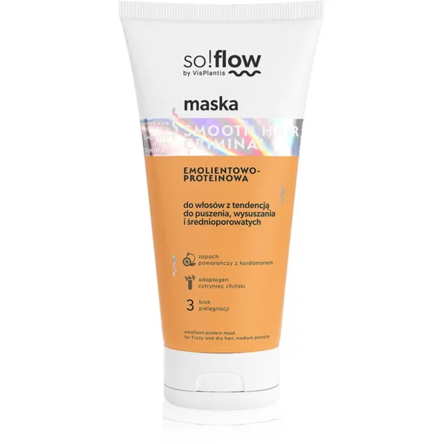 so!flow Frizzy and Dry Hair Protein-Emollient Mask Silendav mask käharate juuste hoolduseks 200 ml