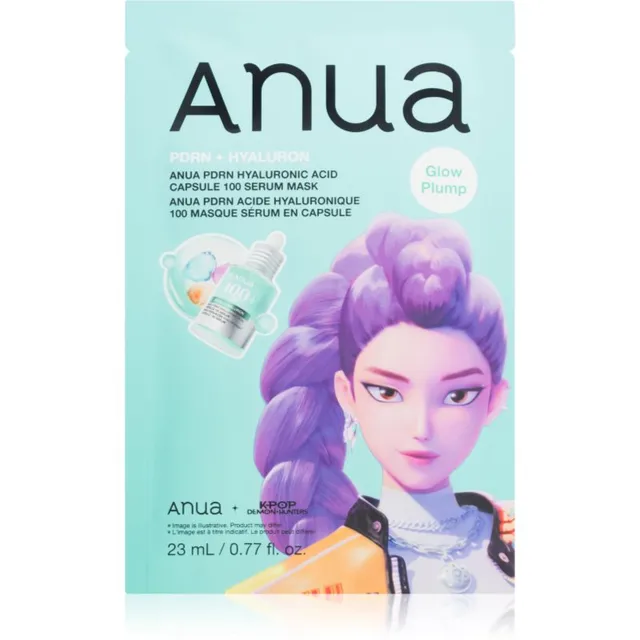 Anua K-Pop Demon Hunters PDRN + Hyaluronic Acid Capsule 100 Serum Mask Niisutav näo lehtmask kirgastava ja siluva efektiga 23 ml